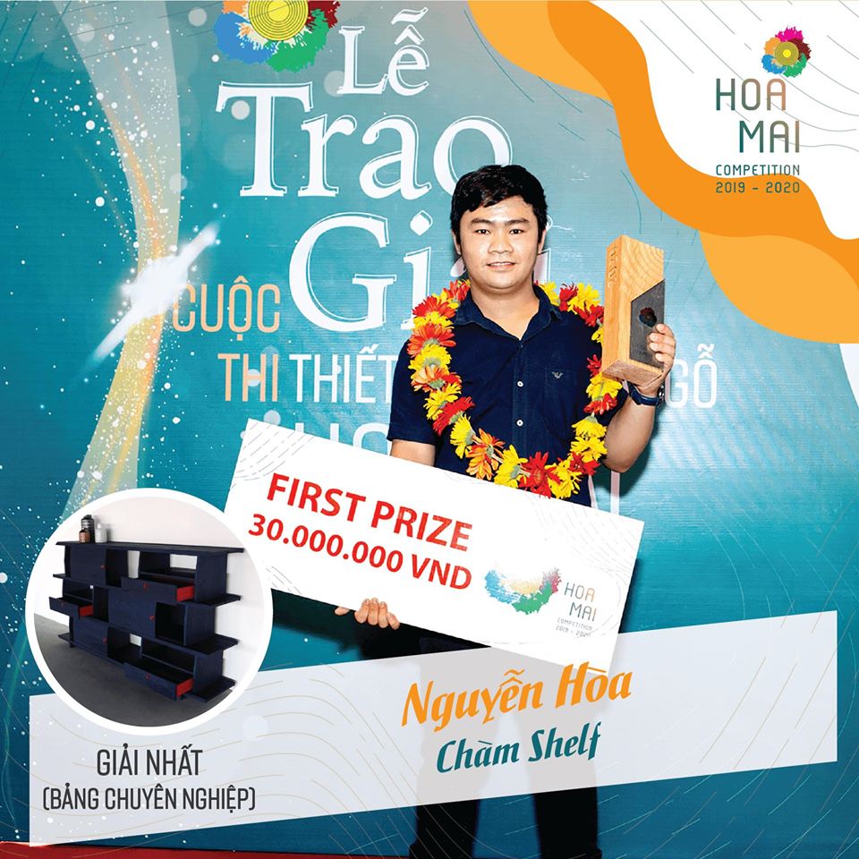 Nguyễn Hòa, Cựu sinh viên Khoa mỹ thuật công nghiệp, TDTU đoạt Giải nhất, Bảng chuyên nghiệp với tác phẩm “Chàm Shelf”