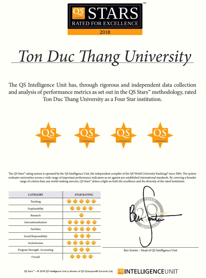 Chứng nhận xếp hạng 4 sao/5 sao của QS Stars