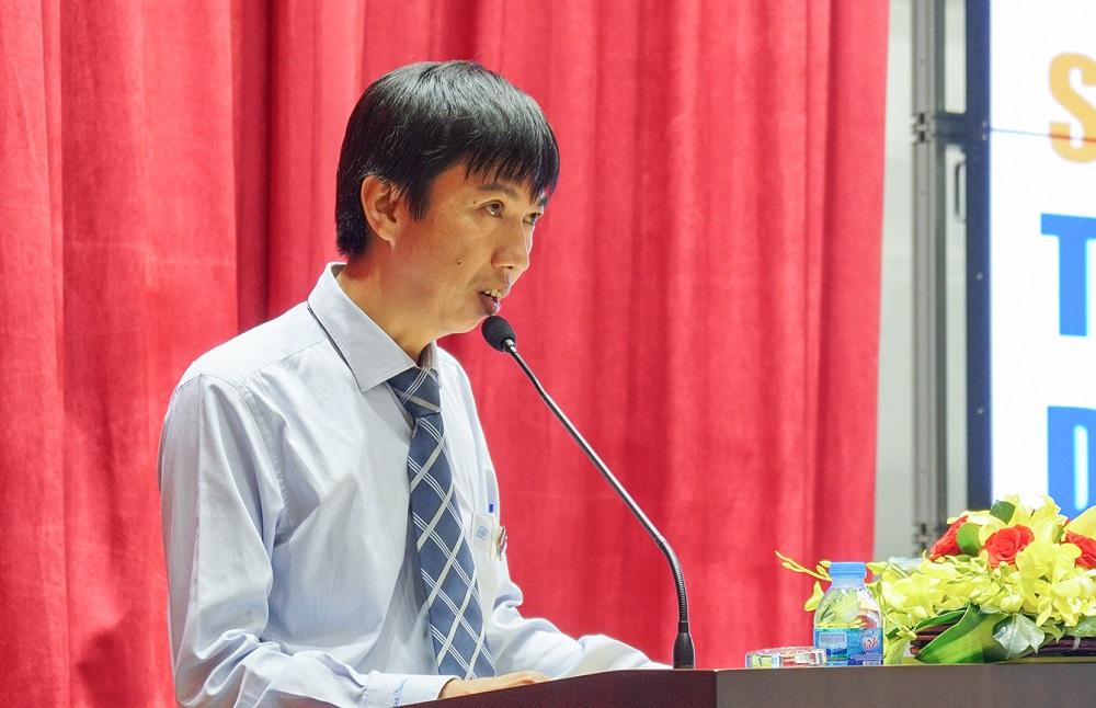 Mr. Võ Hoàng Duy (PhD), Vice President of TDTU, is giving the welcoming speech at the conference.